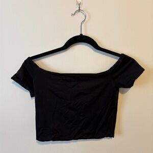Zara Black Off-Shoulder Crop Top
